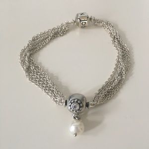 Pandora Multi-Charm Pearl of Wisdom Charm Bracelet